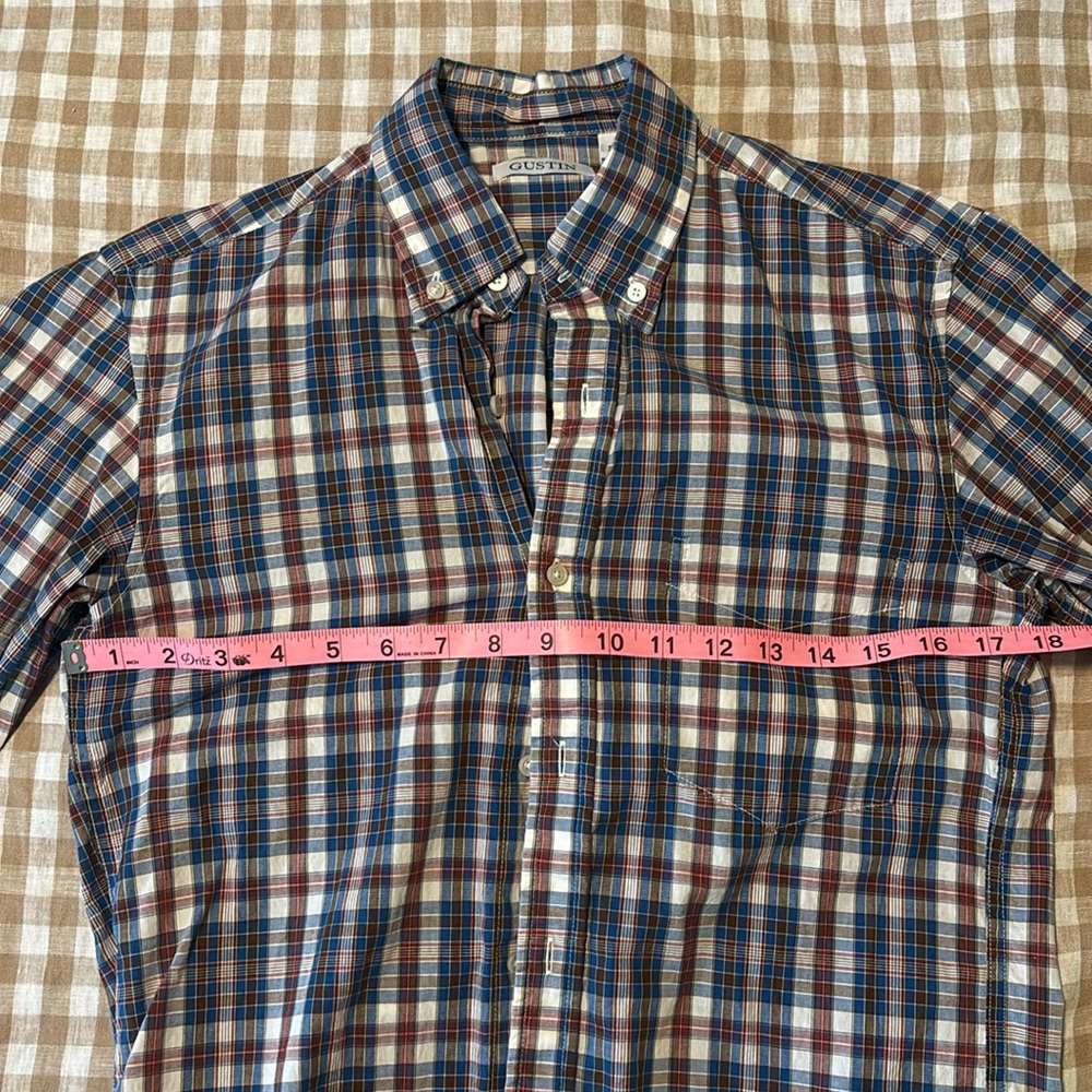 Gustin Plaid Button-Down Shirt in Blue, Brown, White - Picture 3 of 8